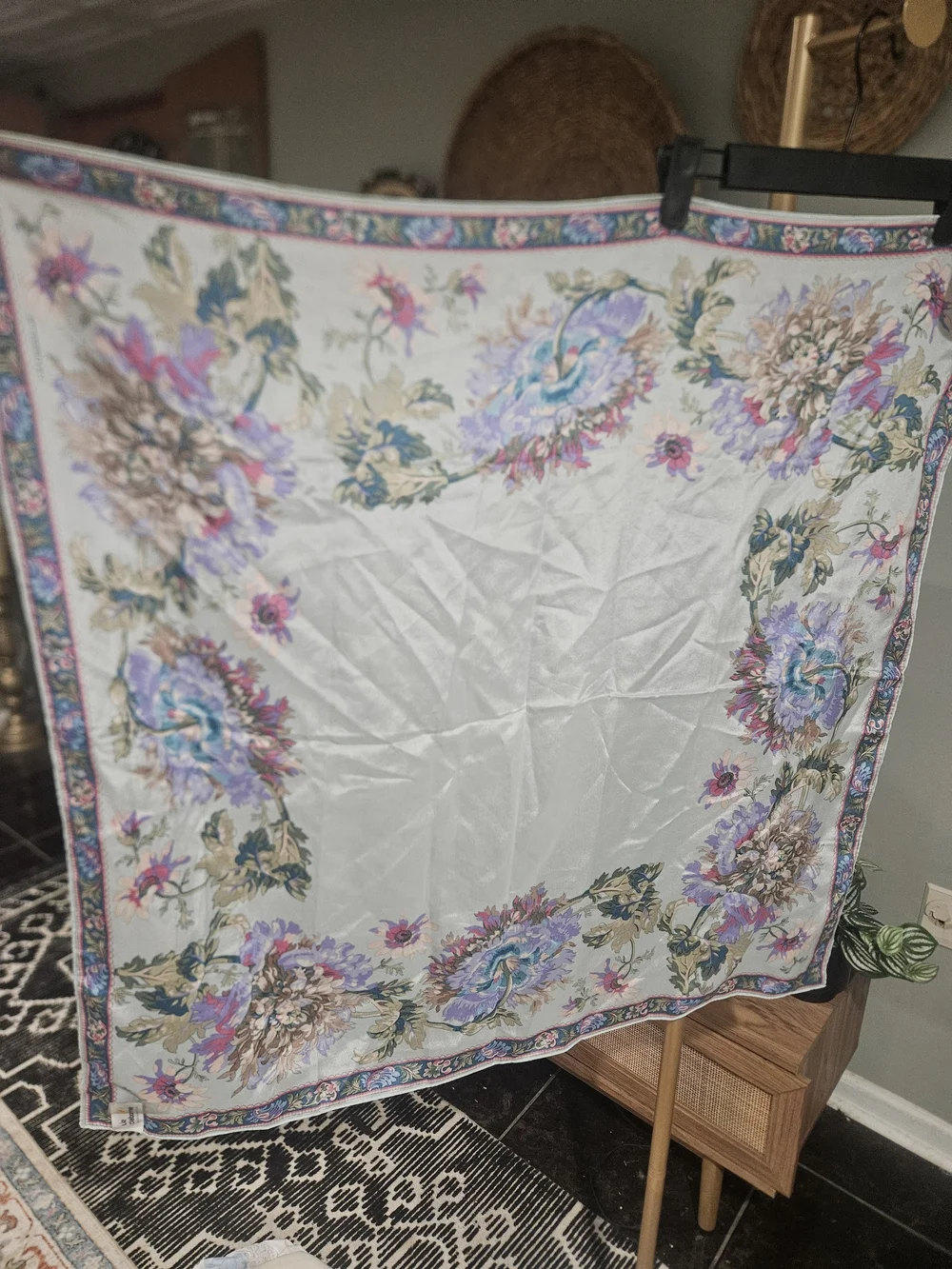 Vintage Liz Claiborne 100% Silk Floral Garden Square Scarf Made in Japan